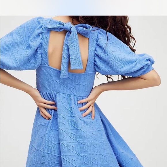 Free People Violet Puff Sleeve Mini Dress NWT - Picture 2 of 3